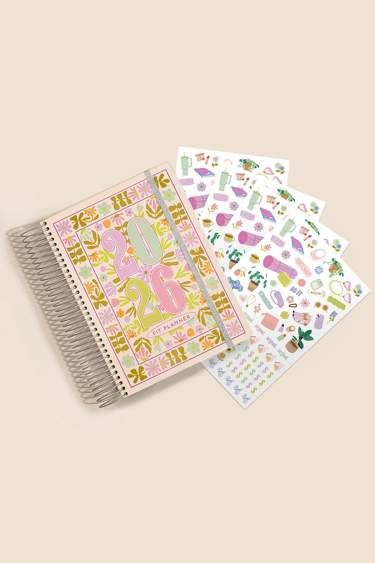 2026 Fit Planner + Stickers - Multicolor Floral