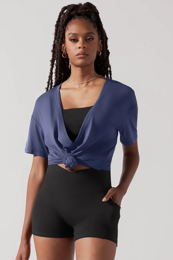 Daring Deep V Tee - Dark Navy - Image 3
