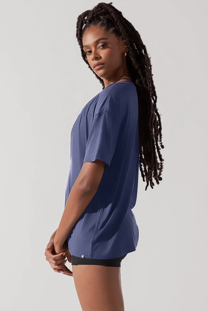 Daring Deep V Tee - Dark Navy - Image 5