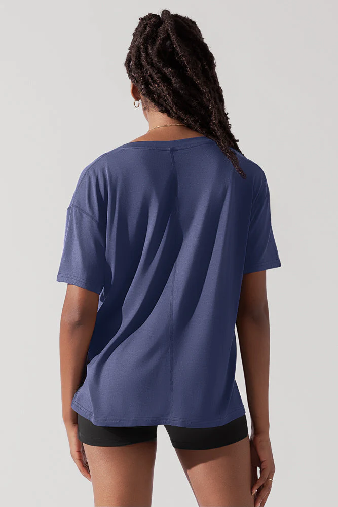 Daring Deep V Tee - Dark Navy - Image 6