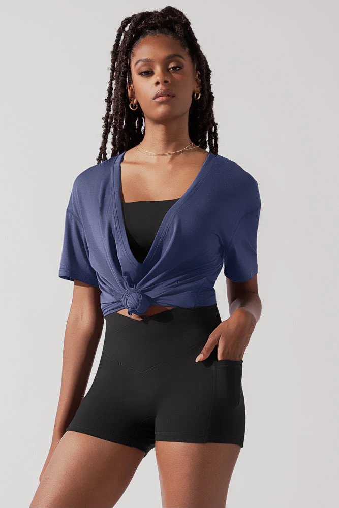 Daring Deep V Tee - Dark Navy - Image 7
