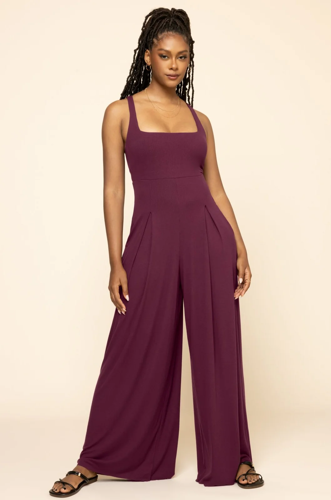 Go with the Flow Jumpsuit - Vineyard Wine - Image 6