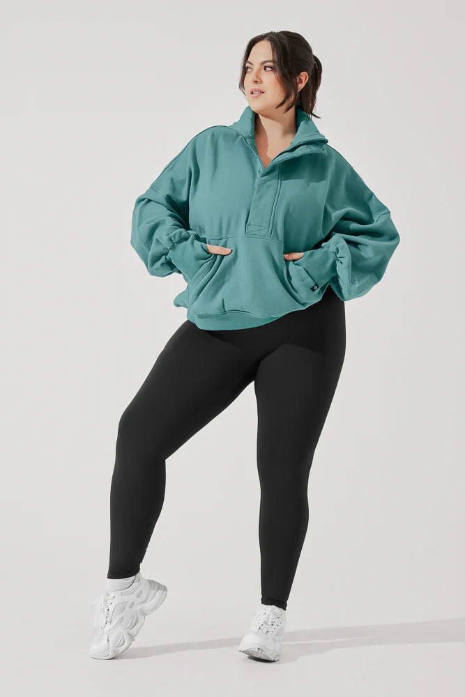 Ooey Gooey Half Zip Sweater - Turquoise - Image 5