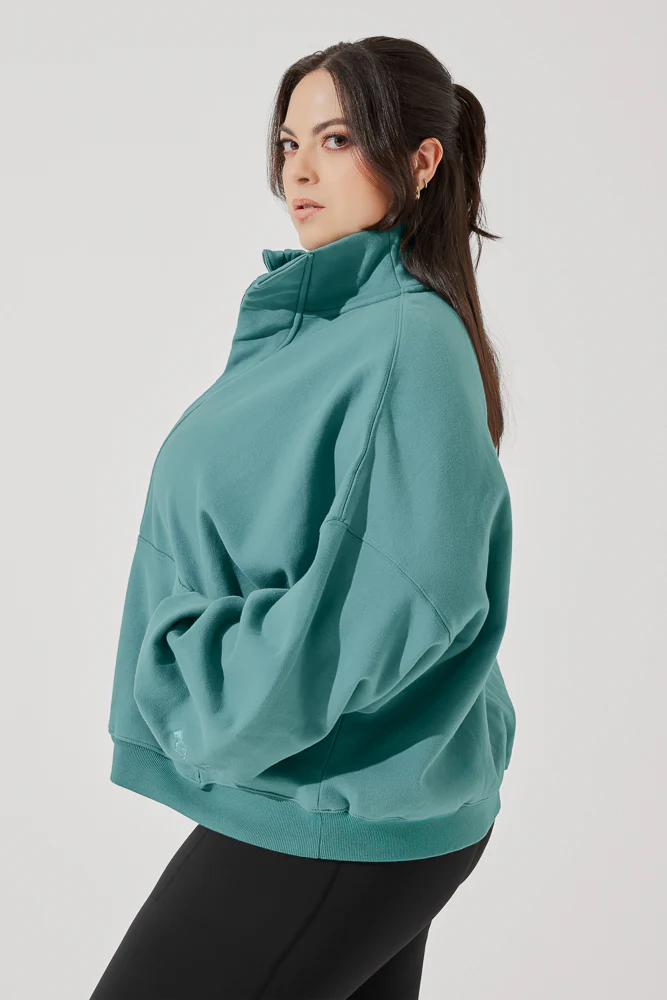 Ooey Gooey Half Zip Sweater - Turquoise - Image 7