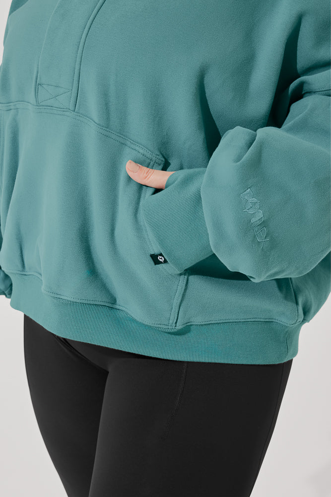 Ooey Gooey Half Zip Sweater - Turquoise - Image 9