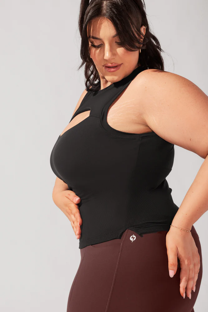Peekaboo Crew Tank - Black - Image 7